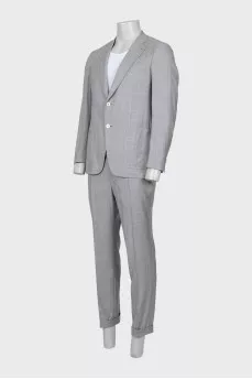 Men's gray checkered suit