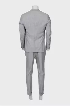 Men's gray checkered suit