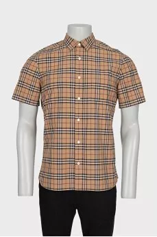 Men's brown plaid shirt