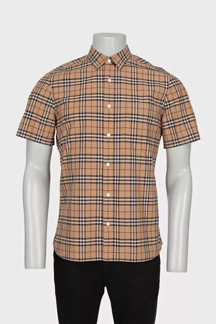 Men's brown plaid shirt