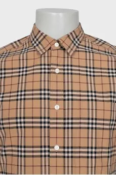 Men's brown plaid shirt