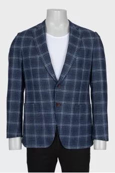 Men's wool and cashmere checkered jacket