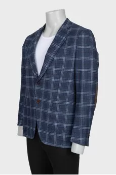 Men's wool and cashmere checkered jacket