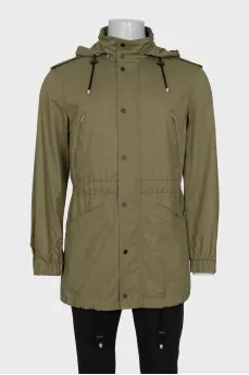 Men's green windbreaker with a hood