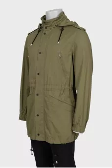 Men's green windbreaker with a hood