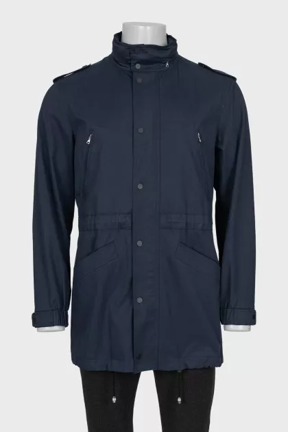 Men's windbreaker with a hidden hood