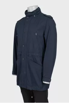 Men's windbreaker with a hidden hood