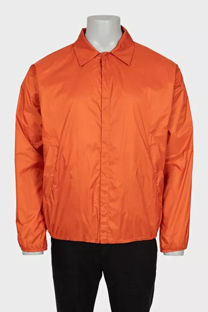 Men's orange windbreaker with buttons