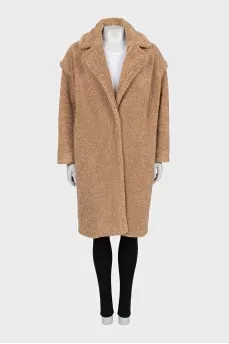 Loose-fitting teddy coat