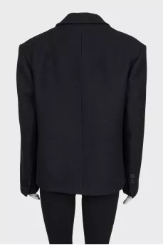 Cropped double-breasted wool coat