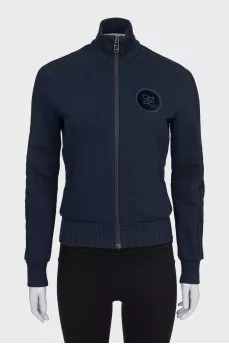 Blue bomber jacket with branded patch