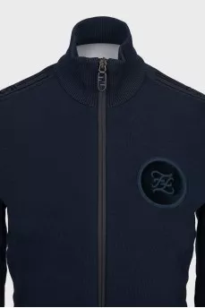 Blue bomber jacket with branded patch