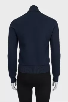 Blue bomber jacket with branded patch
