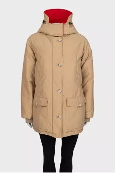 Double-sided down jacket with a hood