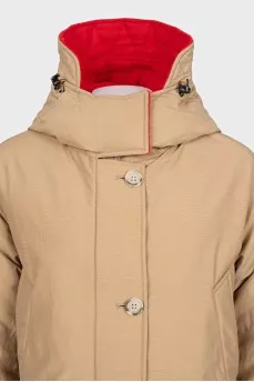 Double-sided down jacket with a hood