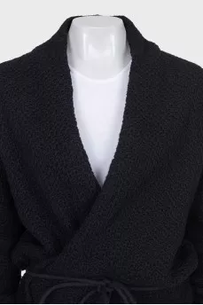 Шерстяной кардиган oversize с поясом