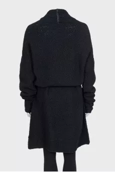 Шерстяной кардиган oversize с поясом