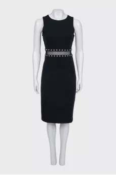 Black dress with a mesh belt
