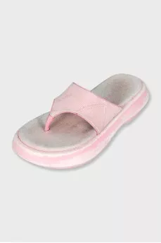 Pink suede flip-flops