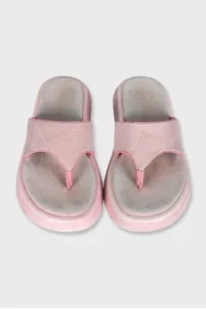 Pink suede flip-flops