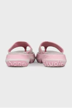 Pink suede flip-flops