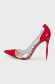 Patent leather pumps with transparent details