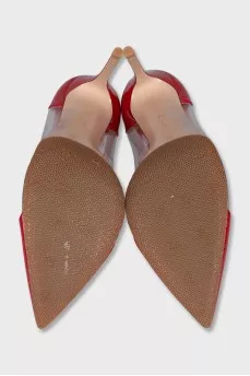 Patent leather pumps with transparent details