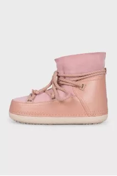 Pink suede and leather boots