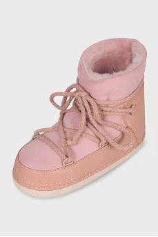Pink suede and leather boots