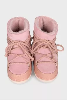 Pink suede and leather boots