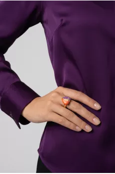 Золотистое кольцо Interlocking G Heart