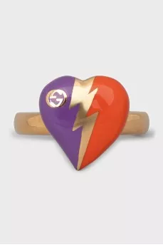 Interlocking G Heart Gold Ring