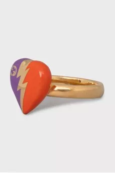 Interlocking G Heart Gold Ring