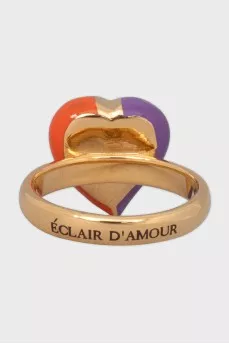 Interlocking G Heart Gold Ring