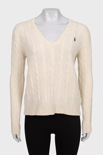 Wool pullover with textured weave