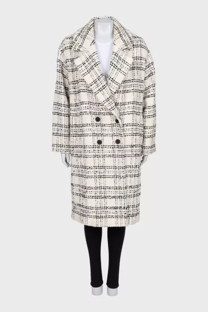 Tweed coat with a check print