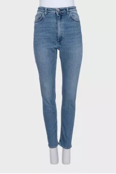 Blue high-waist slim fit jeans