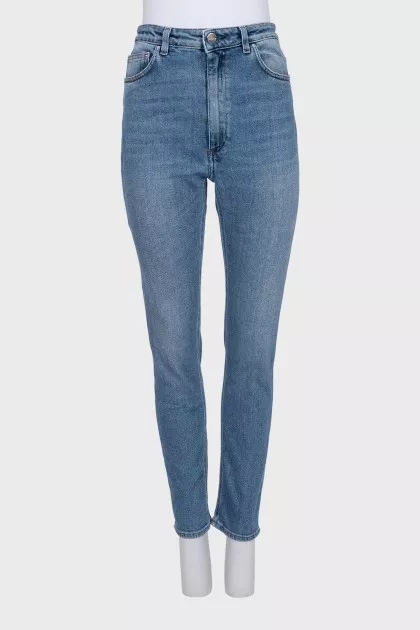 Сині джинси slim fit з високою посадкою
