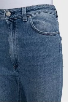 Blue high-waist slim fit jeans