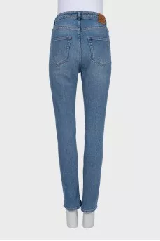 Blue high-waist slim fit jeans