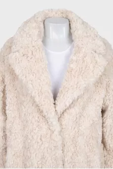 Beige eco-fur coat