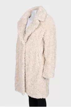 Beige eco-fur coat