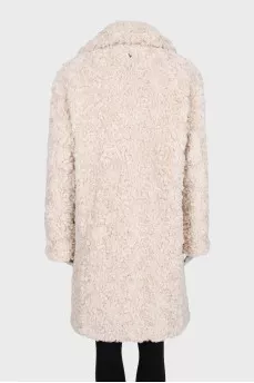 Beige eco-fur coat