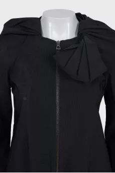 Black mesh jacket with gathered collar