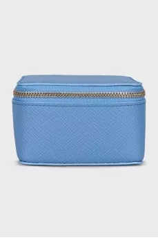 Square leather cosmetic bag