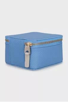 Square leather cosmetic bag