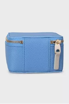 Square leather cosmetic bag