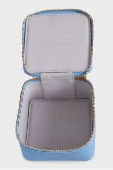 Square leather cosmetic bag