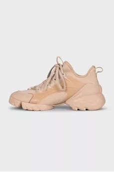 D-Connect sneakers in beige leather