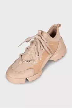 D-Connect sneakers in beige leather